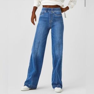 SPANX 20407 Seamed Front Wide Leg in‎ Vintage Indigo Pull-on Jeans Small